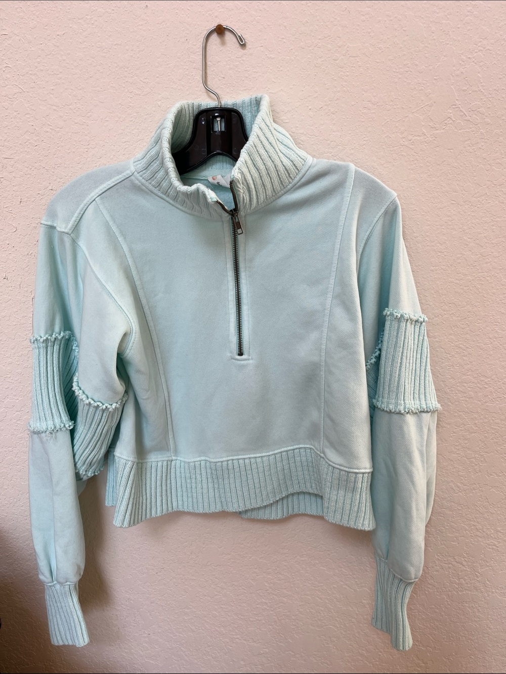 Light Mint Half-Zip Pullover Sweater